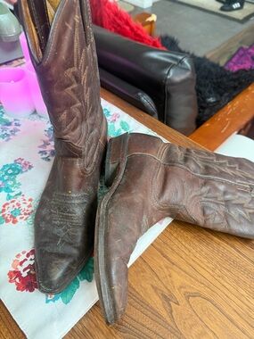 VINTAGE Boulet Brown Ladies Leather Western Cowboy Boots